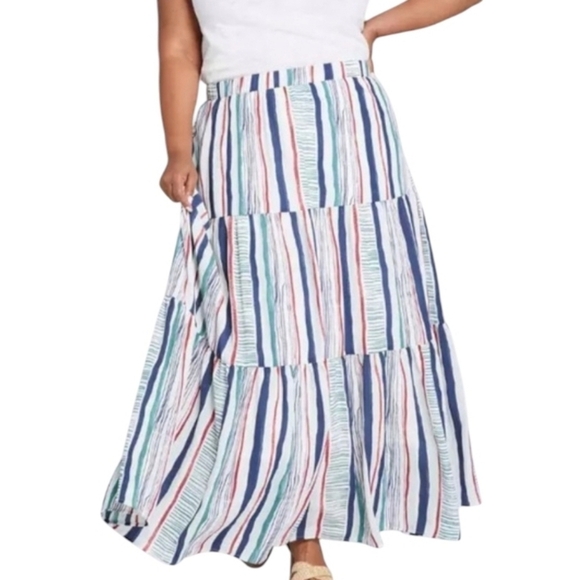 Lane Bryant Tiered Striped Maxi Skirt NWT